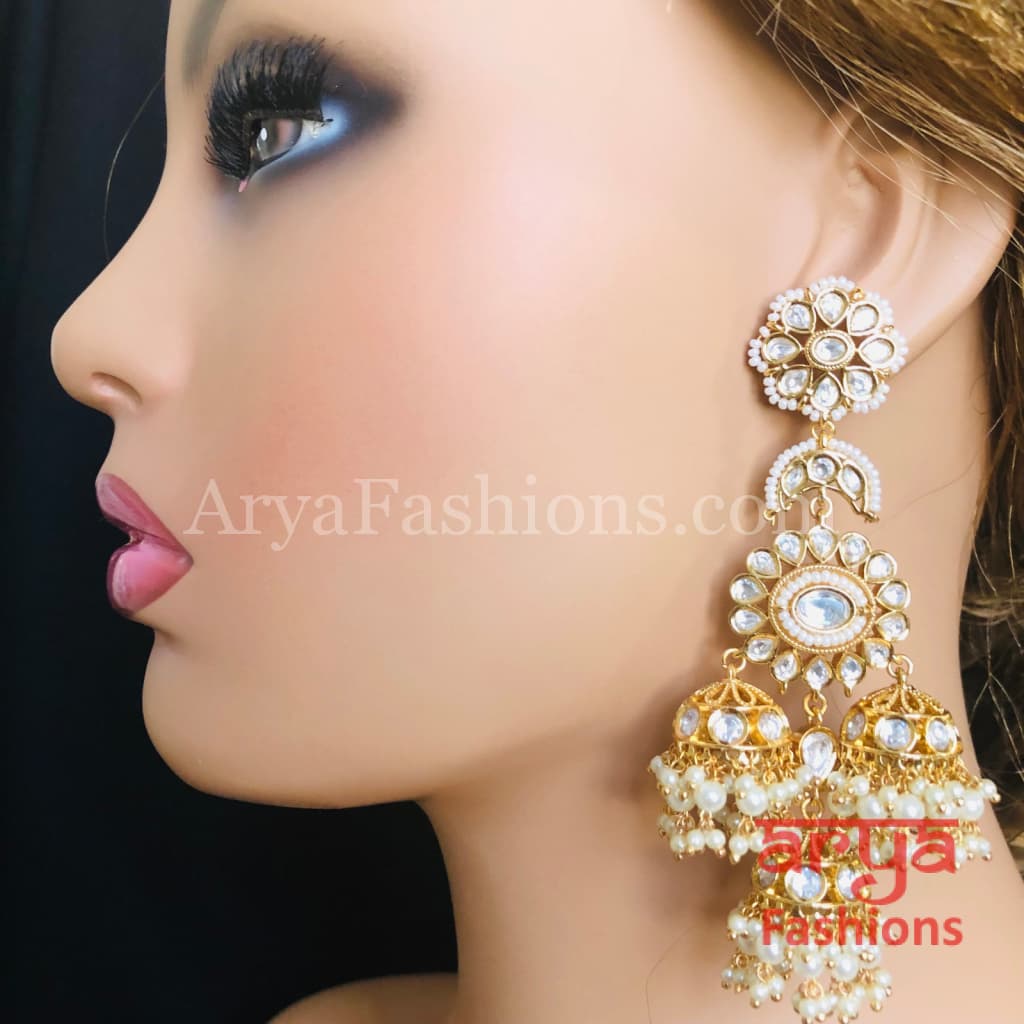 Buy Unique Ad Stone Lakshmi Antique Gold Earrings Designs